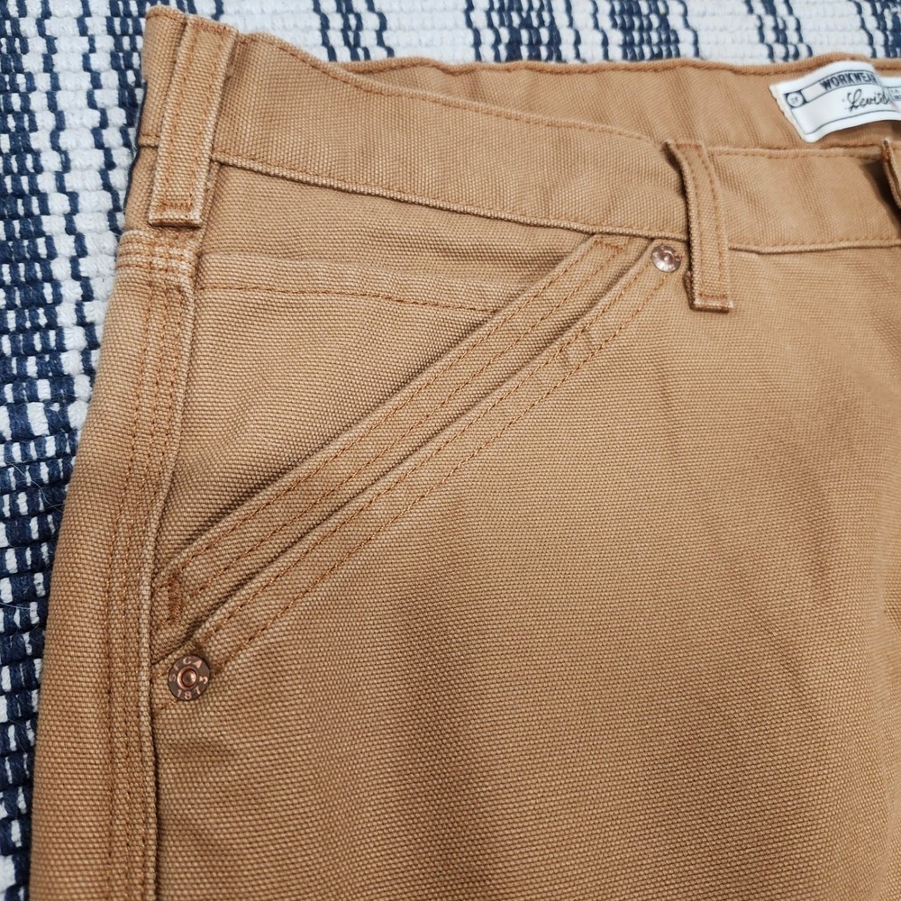Levi Strauss Signature Mens 40x30 Brown Duck Canvas Carpenter Workwear Pants - Picture 3 of 8